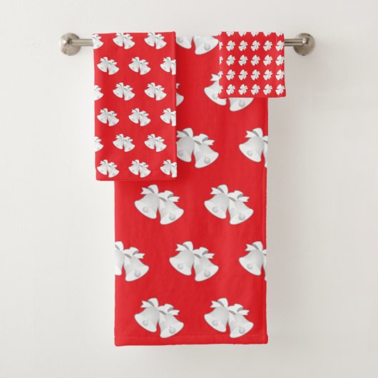 Vakantie bellen Herhaal Kerst bruiloft rood Bad Handdoek (Insitu)