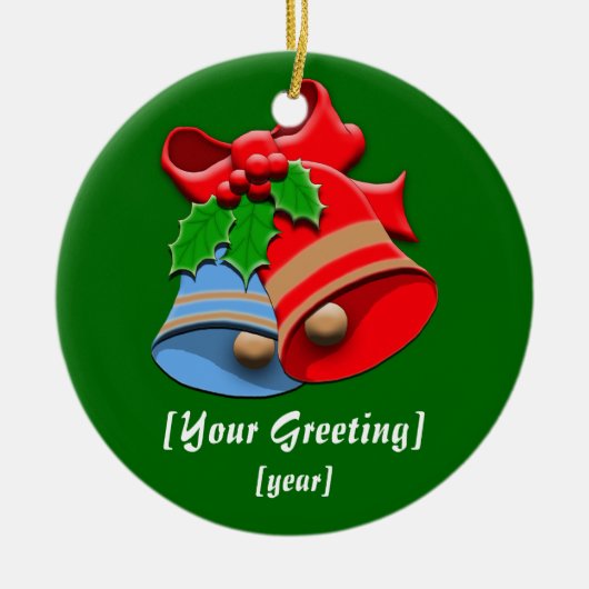 Vakantie Bells Kerstmis Keramisch Ornament (Voorkant)