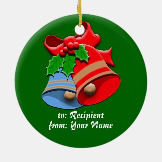 Vakantie Bells Kerstmis Keramisch Ornament (Achterkant)