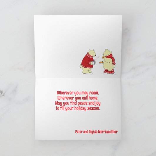   vakantie Beren kerst Feestdagen Kaart (Binnen)