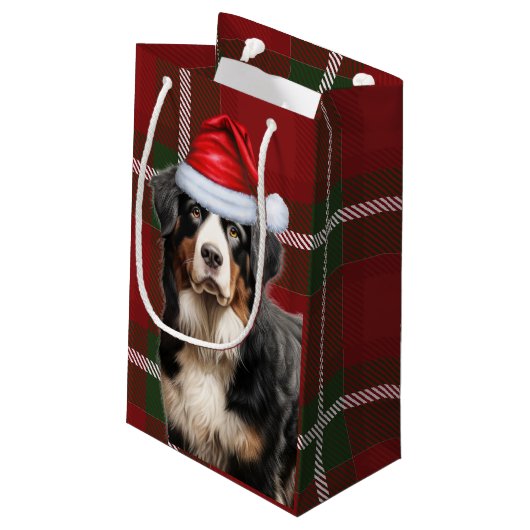 Vakantie Berner Sennenhond Fun Plaid Kerstmis Klein Cadeauzakje (Achterkant Gekanteld)