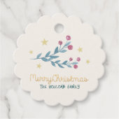 Vakantie bessen en sterren gouden kerst bedankjes labels (Voorkant)