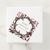 Vakantie Bessen Vrolijk Kerstmis Familie Monogram Bedankjes Labels (In situ)