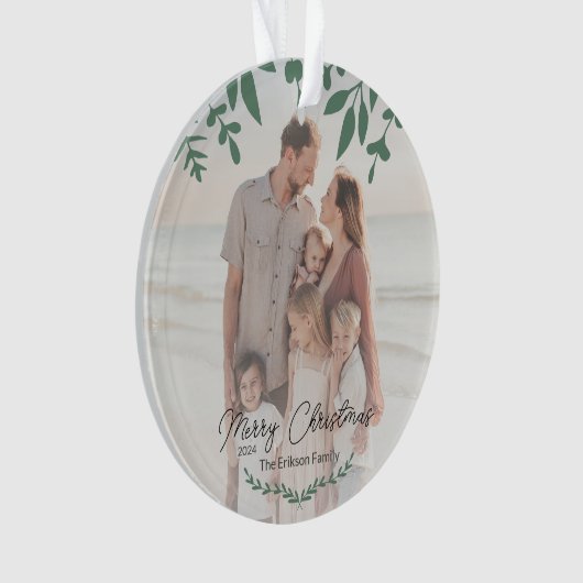 Vakantie Bestemming Familiefoto Kerstmis Ornament (voorkant)