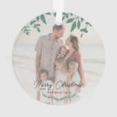 Vakantie Bestemming Familiefoto Kerstmis Ornament (achterkant)