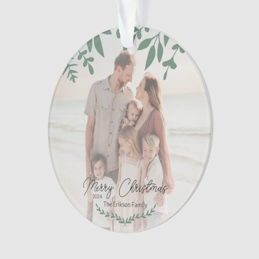 Vakantie Bestemming Familiefoto Kerstmis Ornament (voorkant)
