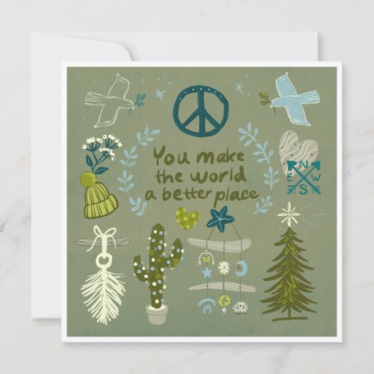 Vakantie bevestiging Vrede Liefde Strand cadeaubon Feestdagenkaart (Voorkant)