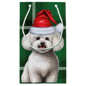 Vakantie Bichon Frise Dog Green Plaid Kerstmis Klein Cadeauzakje (Achterkant)
