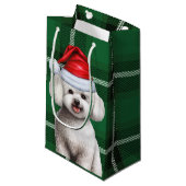 Vakantie Bichon Frise Dog Green Plaid Kerstmis Klein Cadeauzakje (Voorkant Gekanteld)