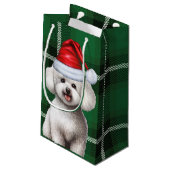 Vakantie Bichon Frise Dog Green Plaid Kerstmis Klein Cadeauzakje (Achterkant Gekanteld)