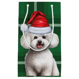 Vakantie Bichon Frise Dog Green Plaid Kerstmis Klein Cadeauzakje