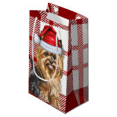 Vakantie Biewer Terriër Hond Red Plaid Kerstmis Klein Cadeauzakje (Voorkant Gekanteld)