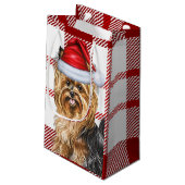 Vakantie Biewer Terriër Hond Red Plaid Kerstmis Klein Cadeauzakje (Achterkant Gekanteld)