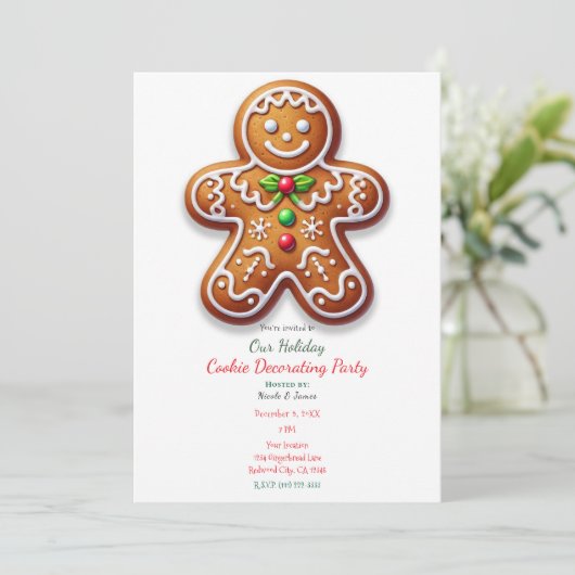 Vakantie Big Gingerbread Cookie Decorating Party Kaart (Staand voorkant)