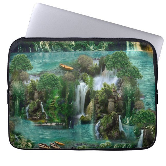 Vakantie bij het Magical Fantasy Lake Laptop Sleeve (Voorkant)