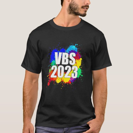 Vakantie Bijbel School Crew 2023 Verf Splatter I L T-shirt (Voorkant)