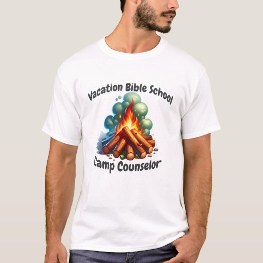 Vakantie Bijbel School Kamp Counselor kampvuur T-shirt (Voorkant)