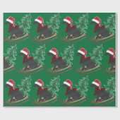 Vakantie Black Lab Xmas Tree Sled Cadeaupapier (Vlak)
