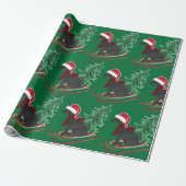 Vakantie Black Lab Xmas Tree Sled Cadeaupapier (Uitgerold)