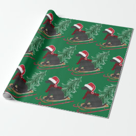 Vakantie Black Lab Xmas Tree Sled Cadeaupapier