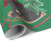 Vakantie Black Lab Xmas Tree Sled Cadeaupapier (Rol Hoek)