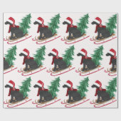Vakantie Black Lab Xmas Tree Sled Cadeaupapier (Vlak)