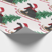 Vakantie Black Lab Xmas Tree Sled Cadeaupapier (Hoek)