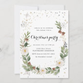 Vakantie bladeren Sparkle Kerstmis Party uitnodigi Kaart (Voorkant)