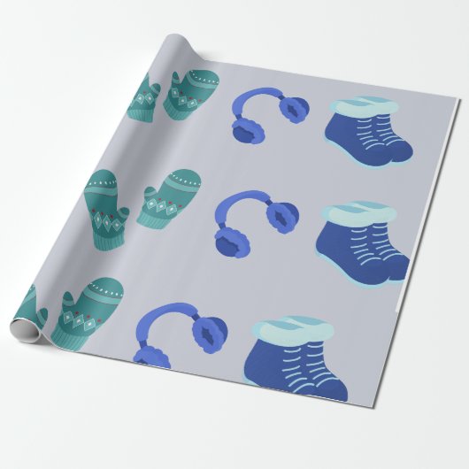 Vakantie blauw cadeaupapier (Uitgerold)