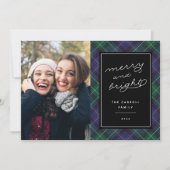 Vakantie Blauw & Groen Tartan | Kerstfotokaart Feestdagenkaart (Voorkant)