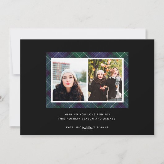 Vakantie Blauw & Groen Tartan | Kerstfotokaart Feestdagenkaart (Achterkant)