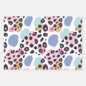 Vakantie Blauw Roze Pastel Leopard Spots Inpakpapier Vel (Voorkant 3)