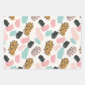 Vakantie Blauw Roze Pastel Leopard Spots Inpakpapier Vel (Voorkant 2)
