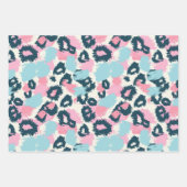 Vakantie Blauw Roze Pastel Leopard Spots Inpakpapier Vel (Voorkant)