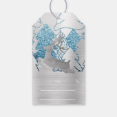 Vakantie Blauw Zilver Kerst Metaal Rendier Boom Cadeaulabel (Achterkant)