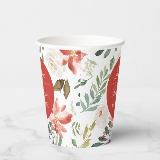 Vakantie Bloemen Feestelijke Kerst Bruiloft Papier Papieren Bekers (Rechts)