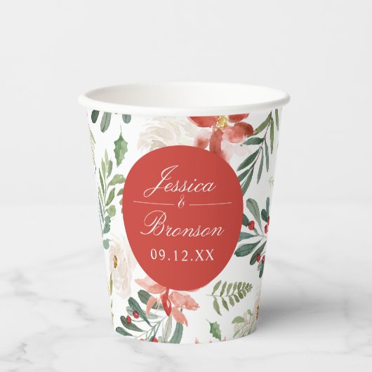 Vakantie Bloemen Feestelijke Kerst Bruiloft Papier Papieren Bekers (Voorkant)