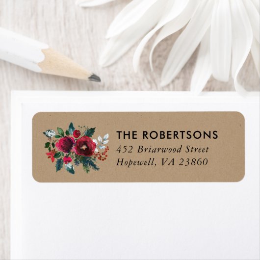 Vakantie Bloemen Kerst Bloemen Retouradres Etiket (Insitu)