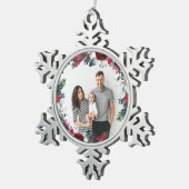 Vakantie Bloemen Kerst Krans Gepersonaliseerde Fot Tin Sneeuwvlok Ornament (Rechts)