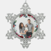 Vakantie Bloemen Kerst Krans Gepersonaliseerde Fot Tin Sneeuwvlok Ornament (Voorkant)