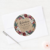 Vakantie Bloemen Kerst Krans Retouradres Ronde Sticker (Envelop)