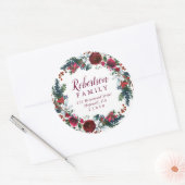 Vakantie Bloemen Kerst Krans Retouradres Ronde Sticker (Envelop)