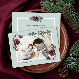 Vakantie Bloemen Kerstfoto   Groet op de rug Feestdagenkaart