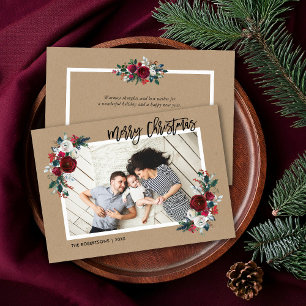 Vakantie Bloemen Kerstfoto   Groet op de rug Feestdagenkaart