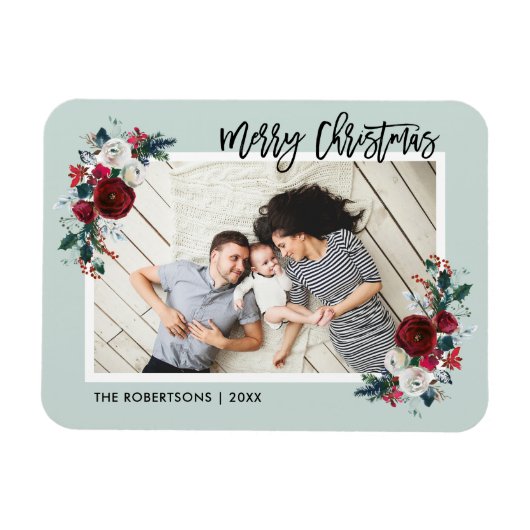 Vakantie Bloemen Kerstfoto magneet (Horizontaal)