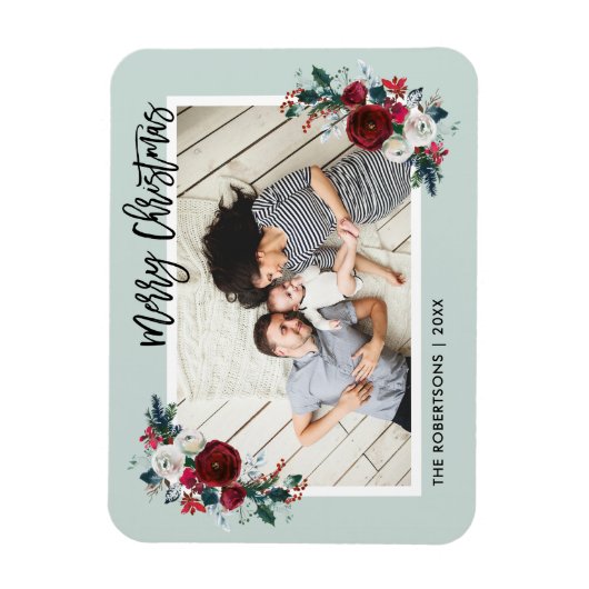 Vakantie Bloemen Kerstfoto magneet (Verticaal)