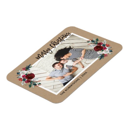 Vakantie Bloemen Kerstfoto magneet (Linkerzijde)