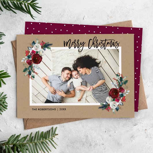 Vakantie Bloemen Kerstkaart