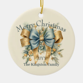 Vakantie Bloemen met Bow Vrolijke Kerstvakantie Keramisch Ornament