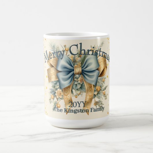 Vakantie Bloemen met Bow Vrolijke Kerstvakantie Koffiemok (Center)